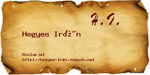 Hegyes Irén névjegykártya